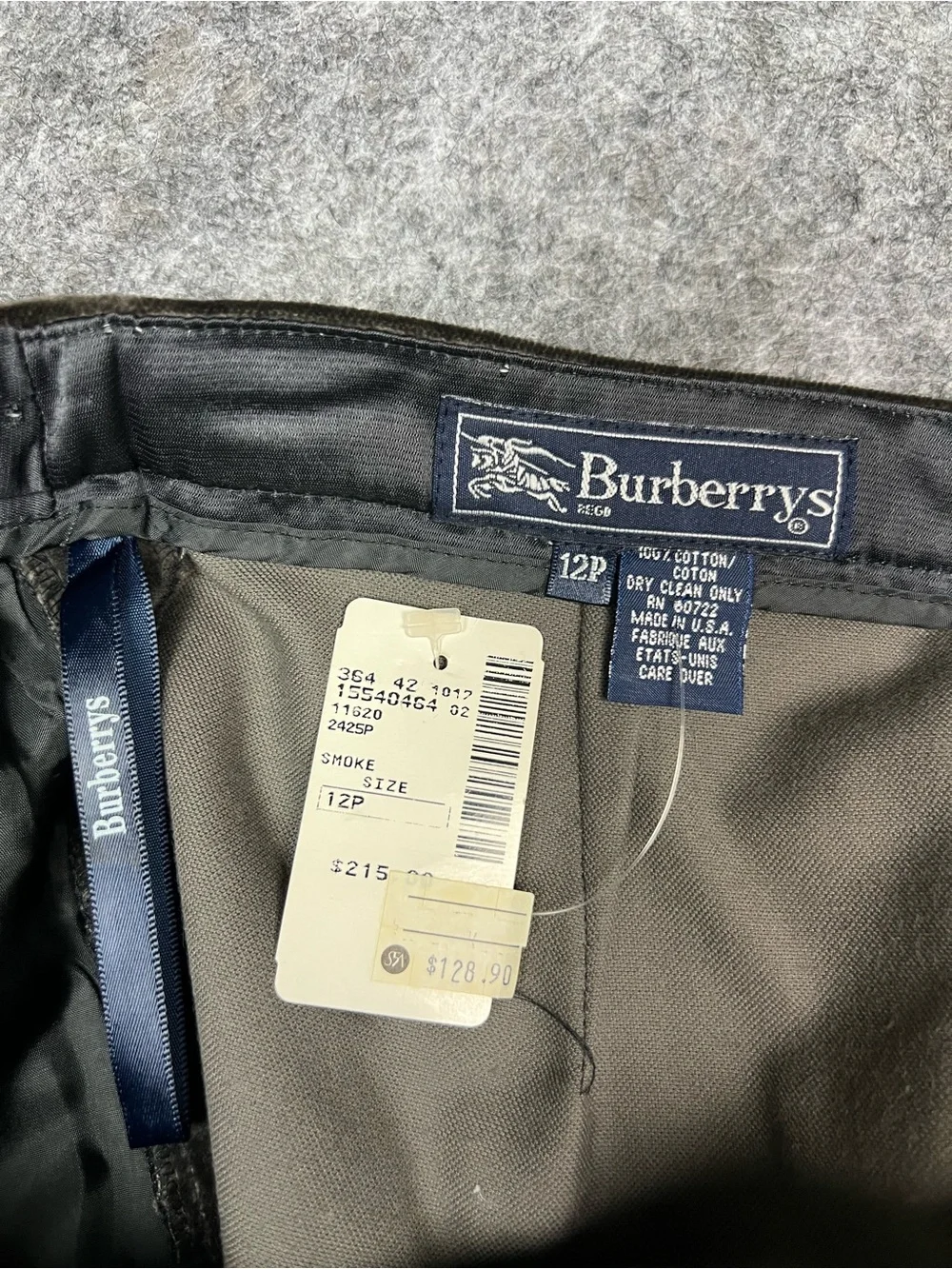 Burberry velvet pants women’s Size 12P Gray Vintage